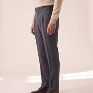 The Pembroke pleated trousers shown in side profile