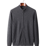 The Cavendish — Merino Zip Cardigan — Dark Gray