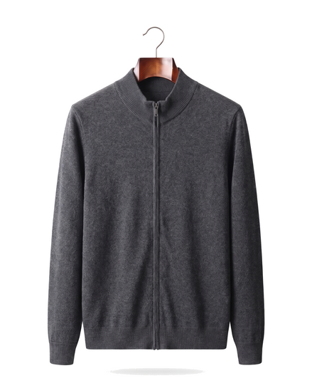 The Cavendish — Merino Zip Cardigan — Dark Gray