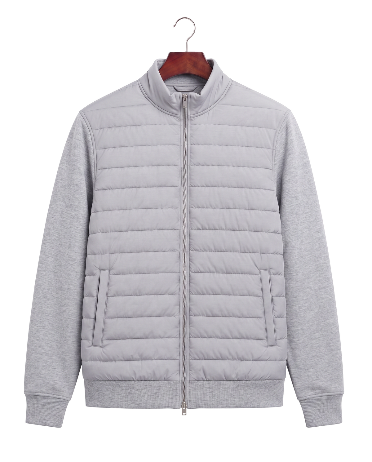 The Kensington — Quilted Knit Hybrid Jacket — Light Gray