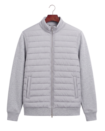 The Kensington — Quilted Knit Hybrid Jacket — Light Gray