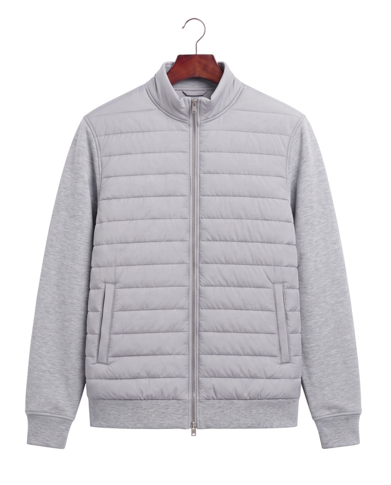 The Kensington — Quilted Knit Hybrid Jacket — Light Gray