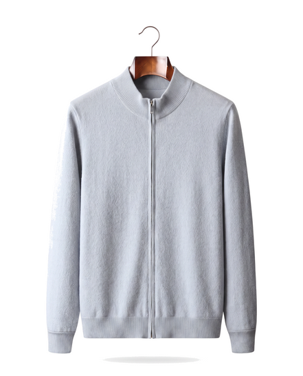 The Cavendish — Merino Zip Cardigan — front