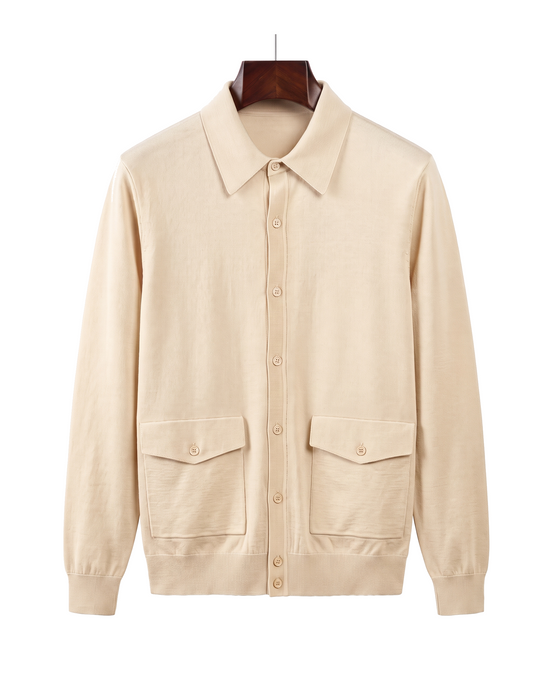 The Fairhaven knitted shirt jacket — Ecru
