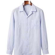 The Wilton Camp-Collar Shirt — Blue Stripe