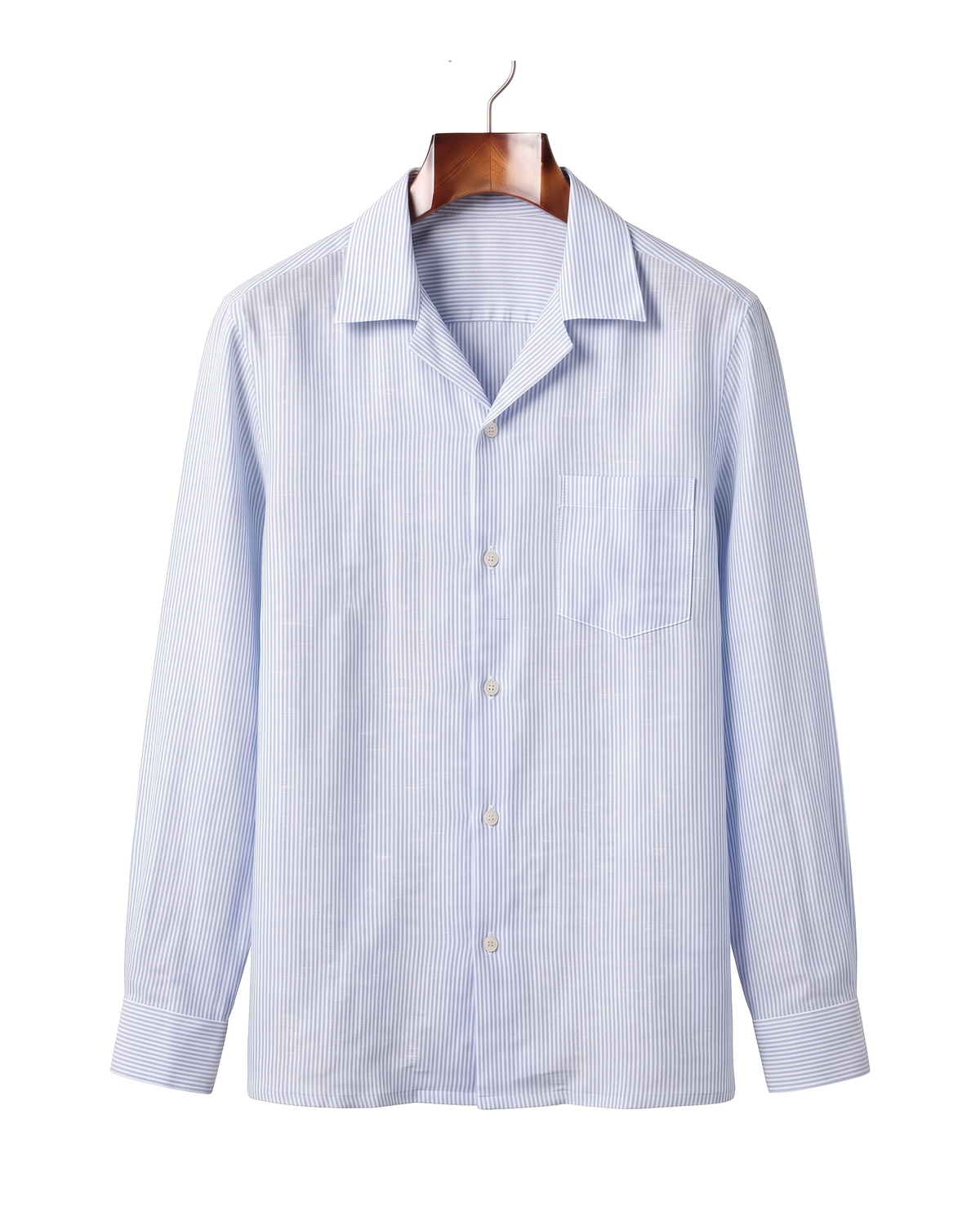 The Wilton Camp-Collar Shirt — Blue Stripe