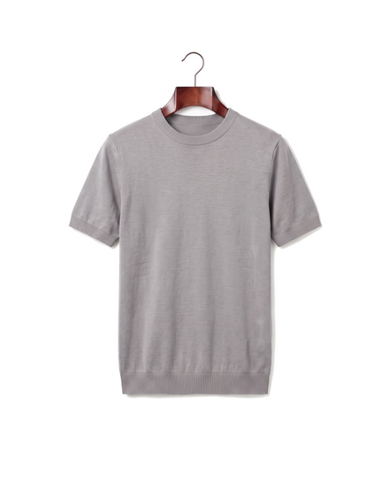 The Hanbury Knitted Crewneck Tee — Fog Gray