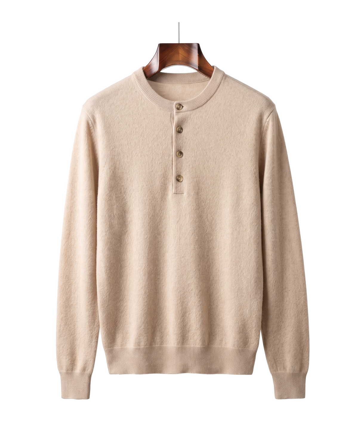 The Cheltenham cashmere henley, front on hanger