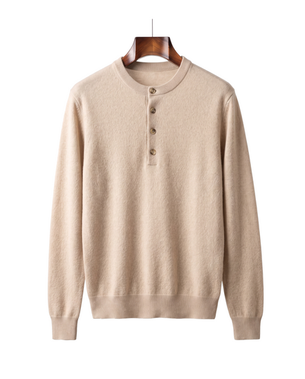 The Cheltenham cashmere henley, front on hanger
