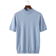 The Denby cashmere mock neck tee — Light Blue