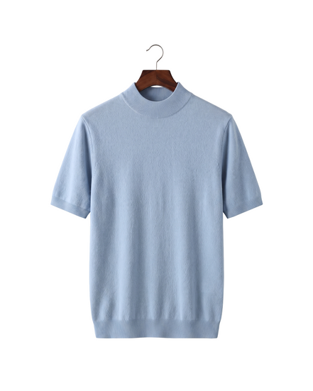 The Denby cashmere mock neck tee — Light Blue