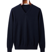 The Sandringham merino V-neck jumper, front on hanger