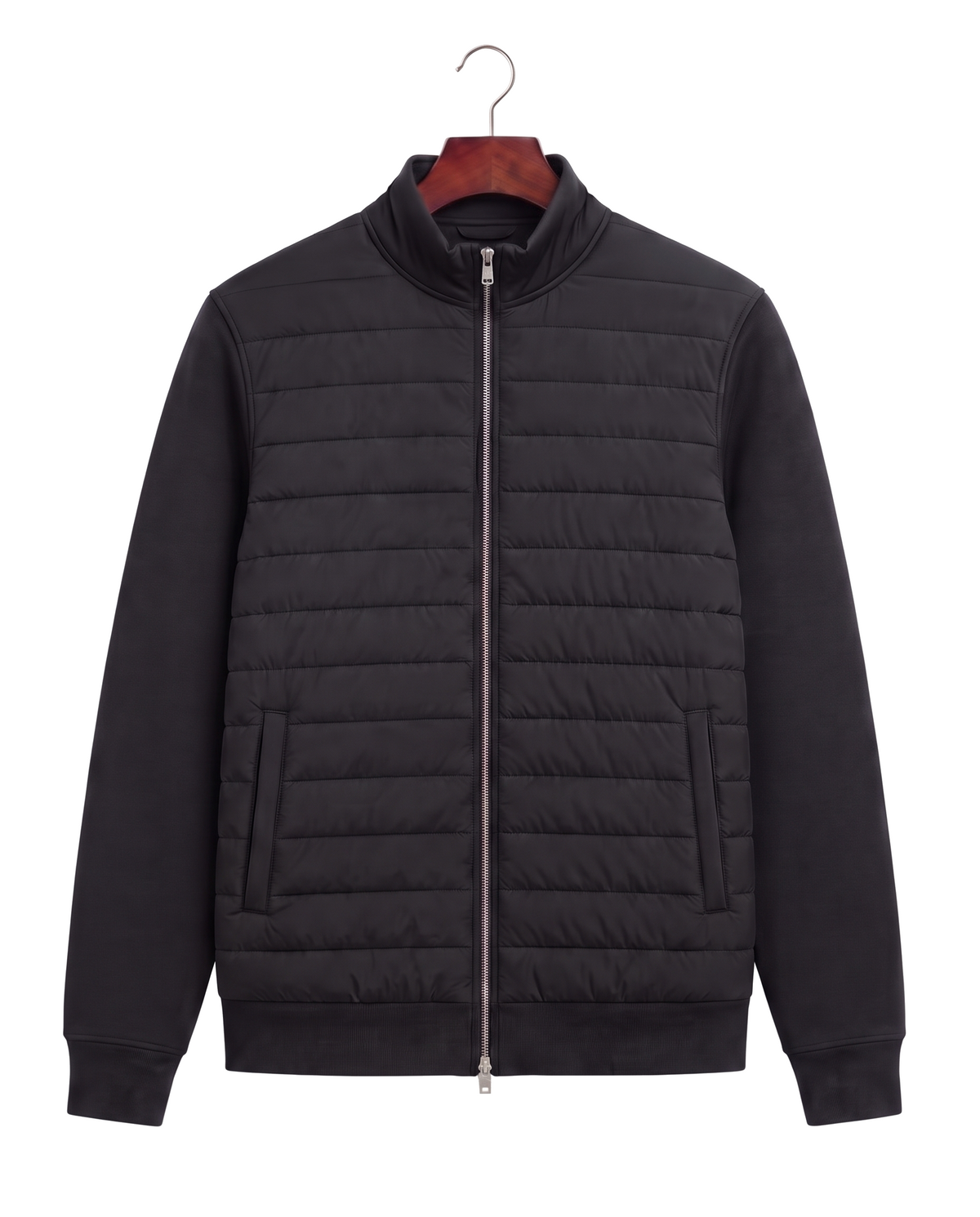 The Kensington — Quilted Knit Hybrid Jacket — Black