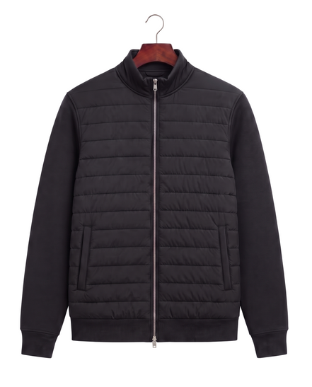 The Kensington — Quilted Knit Hybrid Jacket — Black