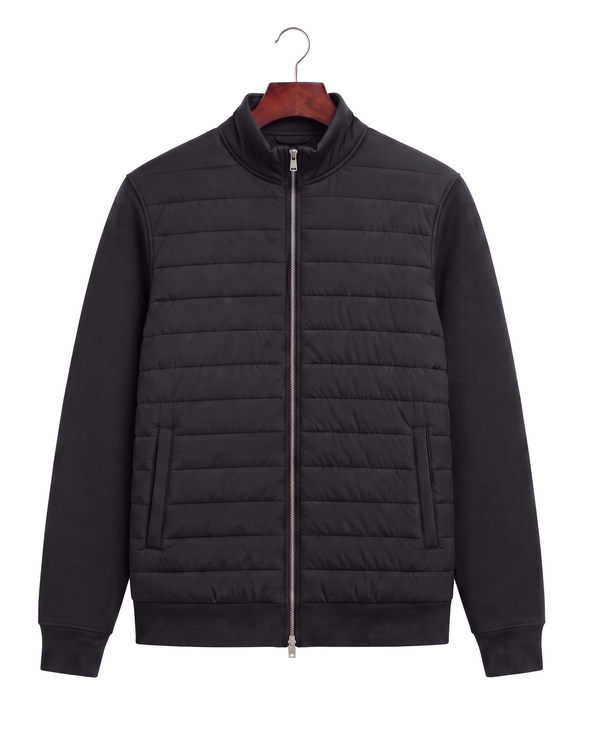 The Kensington — Quilted Knit Hybrid Jacket — Black