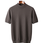 The Denby cashmere mock neck tee — Shadow Flint