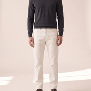 Model wearing The Arundel straight-leg denim, front view