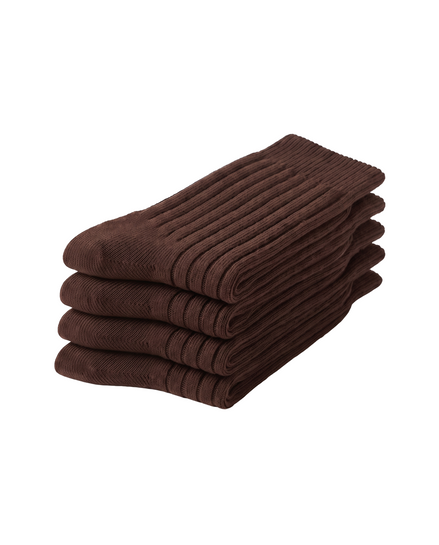 Ribbed Socks — Four-Pair Pack — Coffee