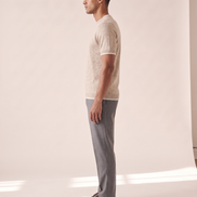 The Clifton linen contrast tee shown in side profile