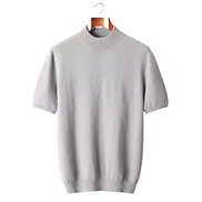 The Denby cashmere mock neck tee, front on hanger