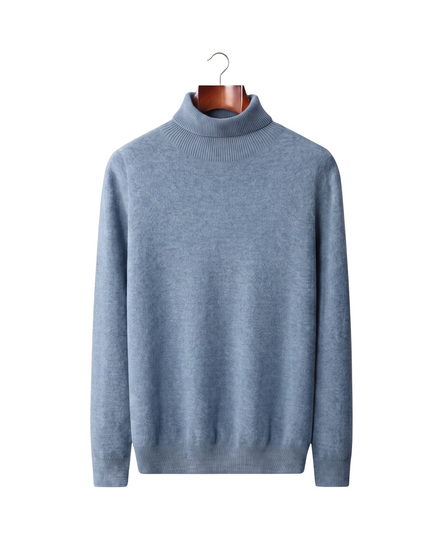 The Langham — Merino Rollneck — Sea Blue