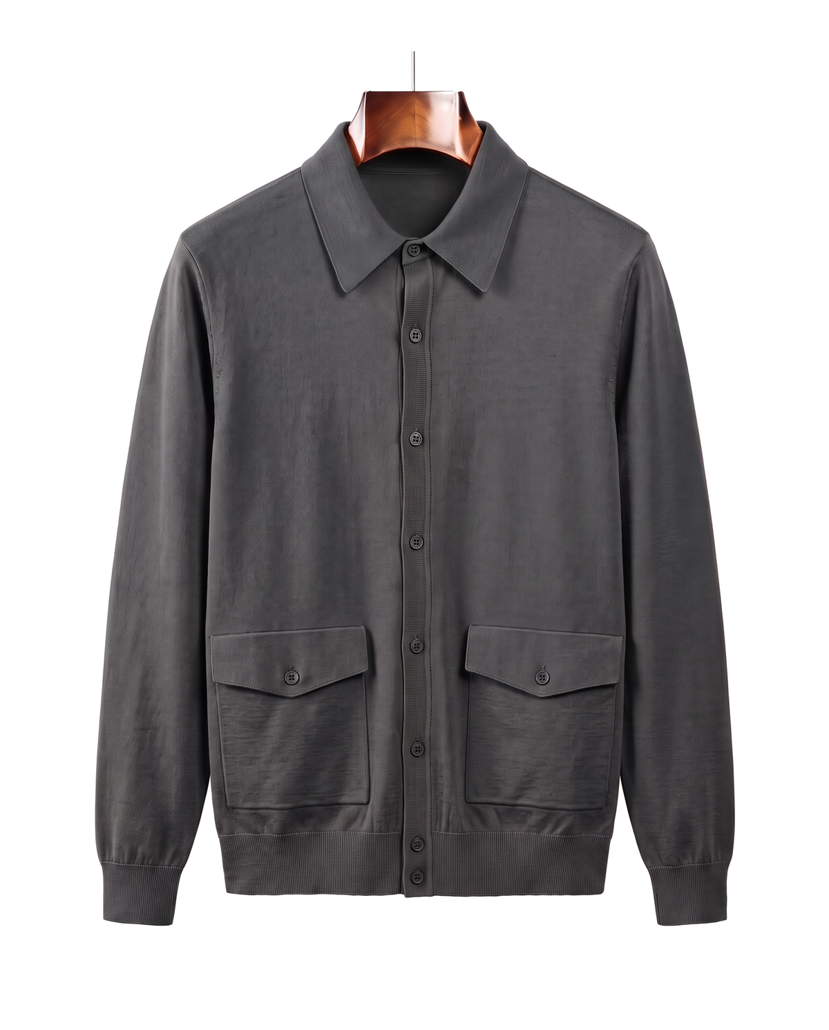 The Fairhaven knitted shirt jacket — Dark Gray