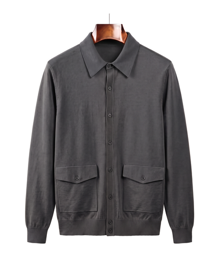 The Fairhaven knitted shirt jacket — Dark Gray