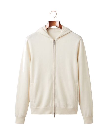 The Brackley merino zip-through hoodie — Cream White