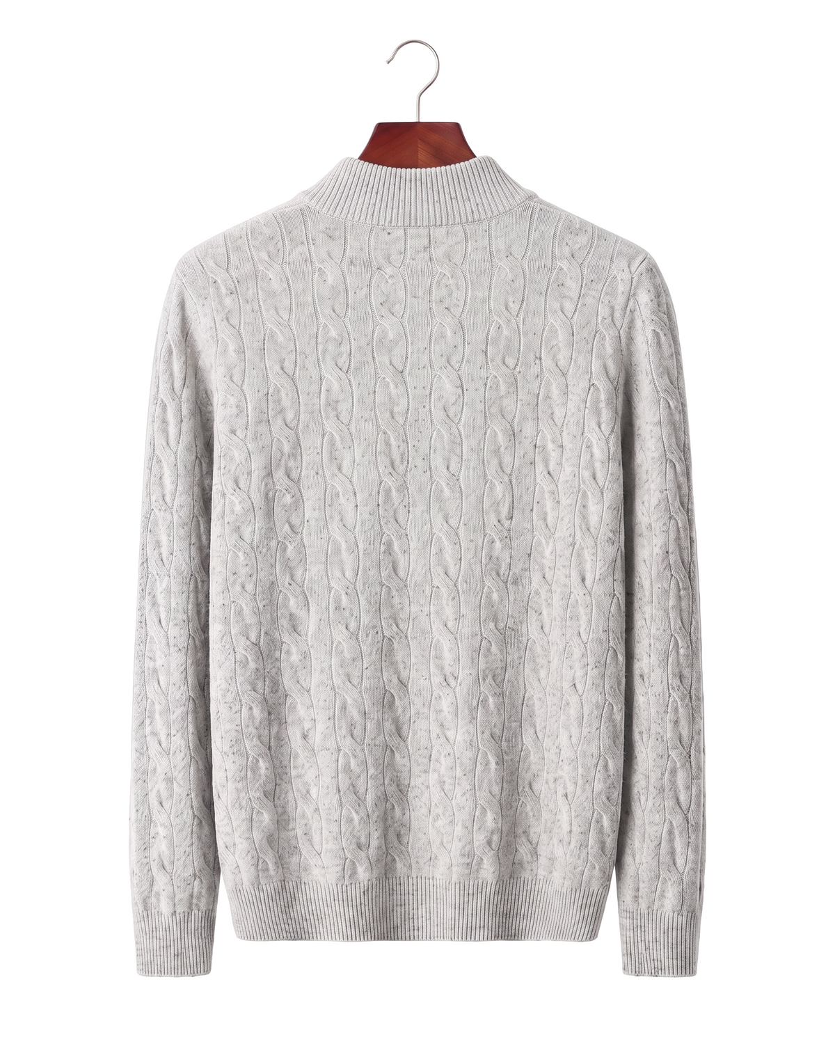 The Ashford — Merino Cable-Knit Half-Zip — back