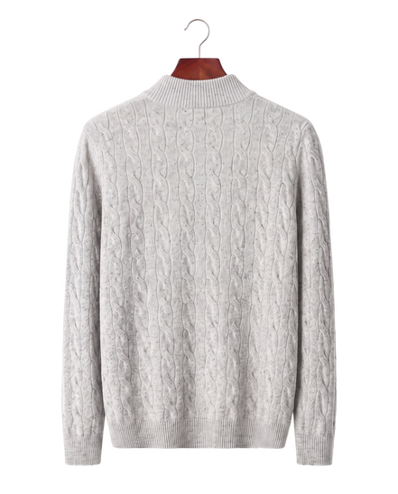 The Ashford — Merino Cable-Knit Half-Zip — back