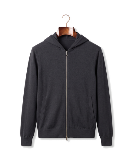 The Brackley merino zip-through hoodie — Dark Gray