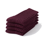 Ribbed Socks — Four-Pair Pack — Burgundy