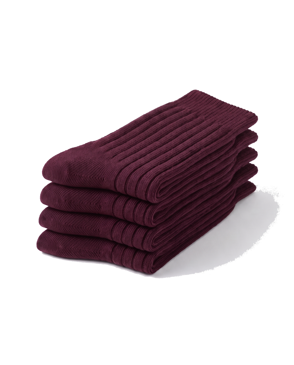 Ribbed Socks — Four-Pair Pack — Burgundy