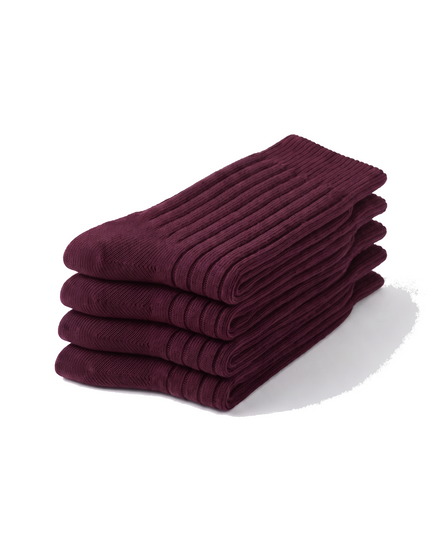 Ribbed Socks — Four-Pair Pack — Burgundy