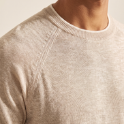 Close-up of the contrast-tipped neckline on The Clifton