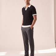 The Marlow textured knit polo seen from a three-quarter angle