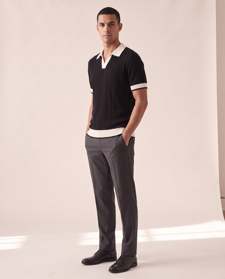 The Marlow textured knit polo seen from a three-quarter angle