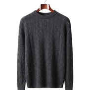 The Malvern — Cable Crewneck — Dark Gray