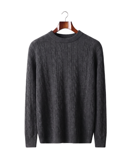 The Malvern — Cable Crewneck — Dark Gray