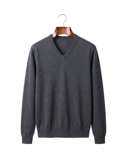 The Sandringham merino V-neck jumper — Dark Gray