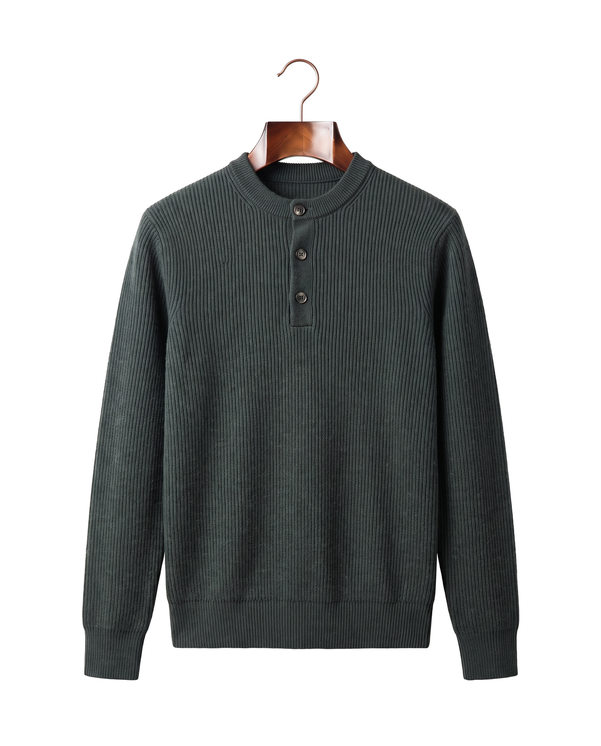 The Alderley merino ribbed henley, front on hanger