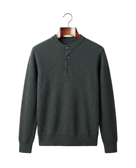 The Alderley merino ribbed henley, front on hanger
