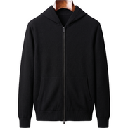 The Brackley merino zip-through hoodie — Black