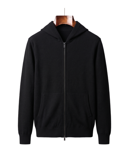 The Brackley merino zip-through hoodie — Black