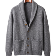 The Thornbury cashmere shawl-collar cardigan — Gray