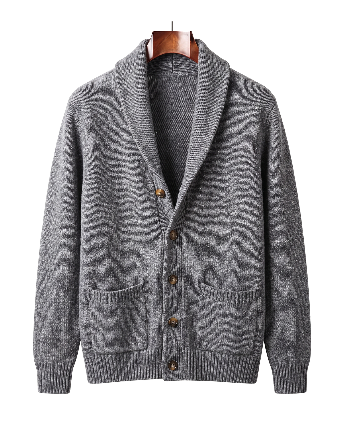 The Thornbury cashmere shawl-collar cardigan — Gray