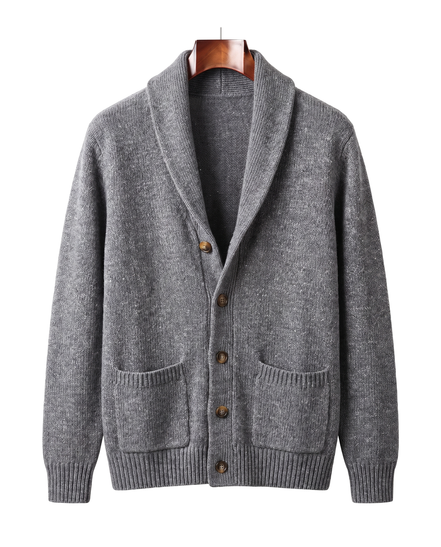 The Thornbury cashmere shawl-collar cardigan — Gray