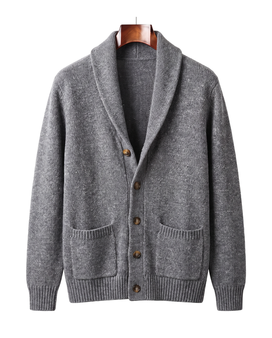 The Thornbury cashmere shawl-collar cardigan — Gray