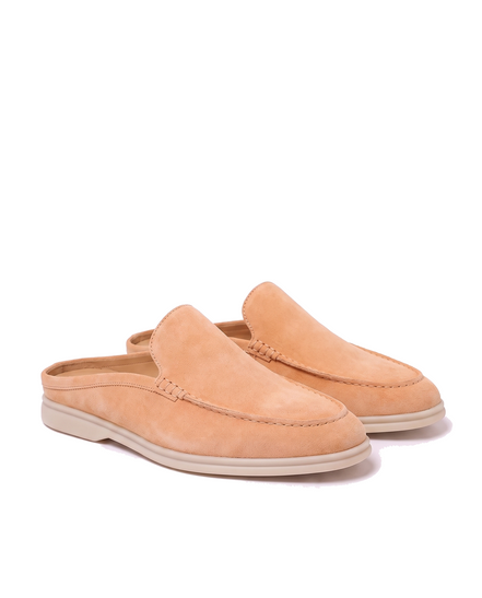 The Sloane — Suede Mules — Apricot