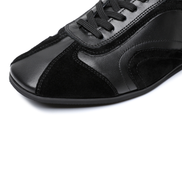 Close-up of the suede side panel on The Cadogan trainer